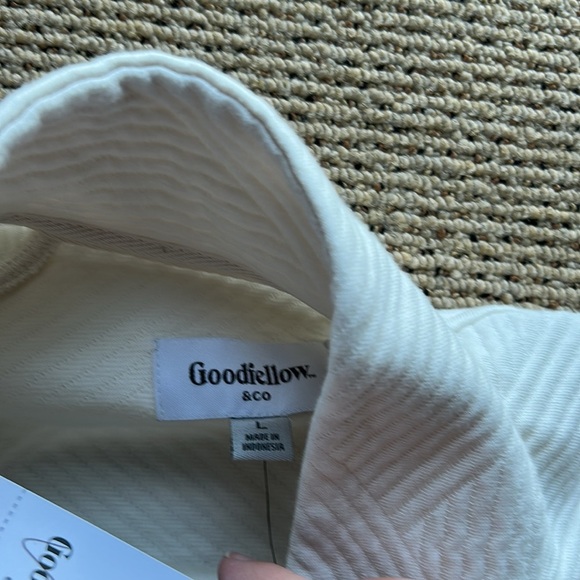 Goodfellow & Co White Textured Snap Pullover Sweatshirt - Size Large - Picture 5 of 9